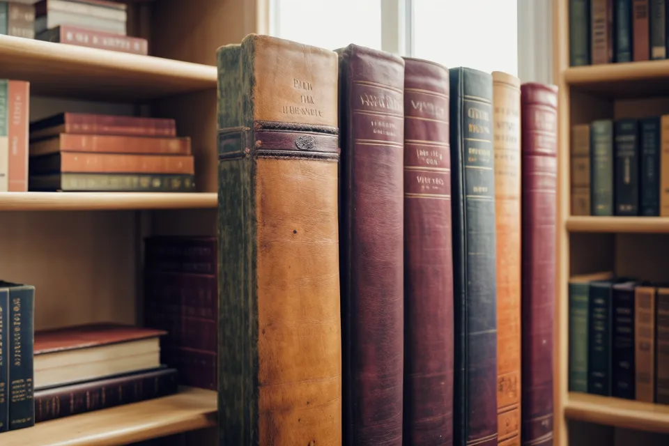 Blurred view of a bookshelf illustrating aging vision changes in one eye