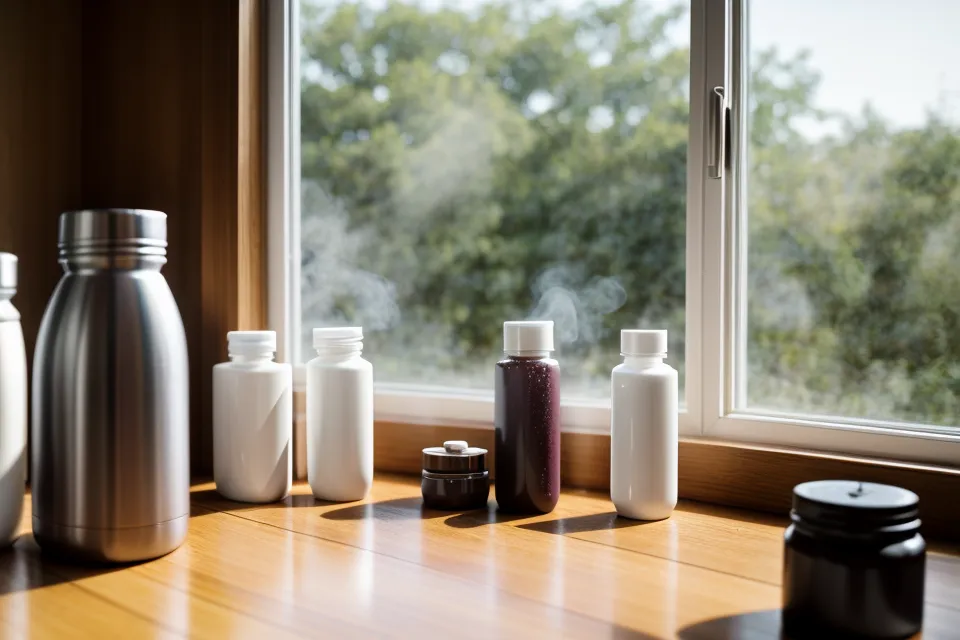 Comparison of iGenics and TheyaVue supplement bottles on a table.